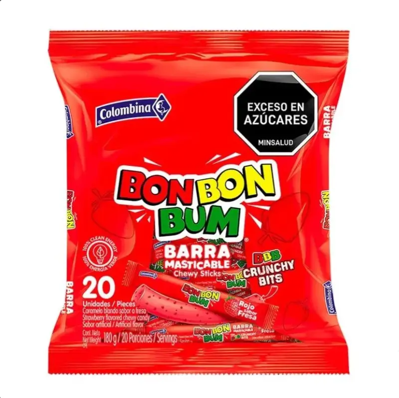 Bon bon bum barra crunchy rojo x 20 und