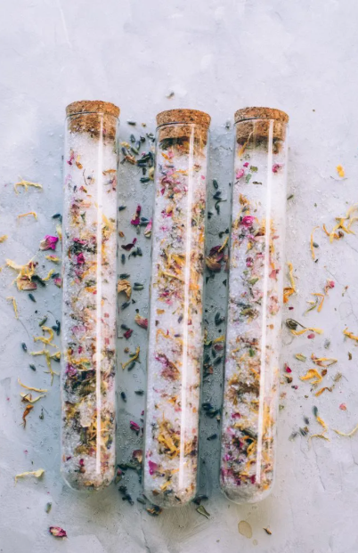 Herbal Bath Salts in Glass Tubes