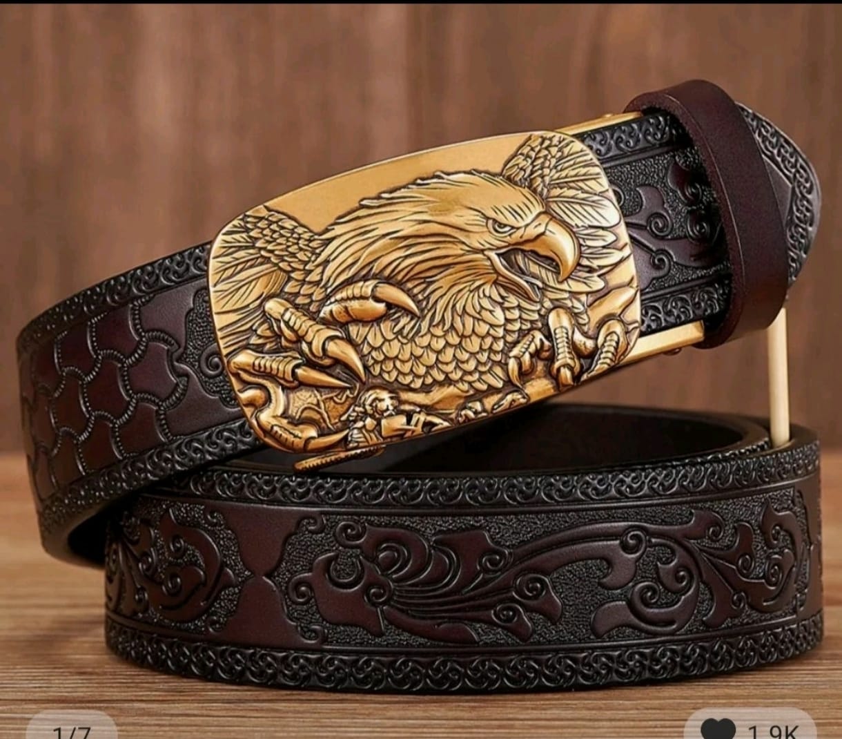 Vintage Eagle Buckle Leather Belt