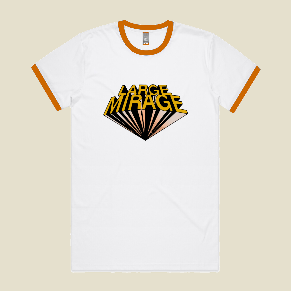 Large Mirage White/Orange Ringer Tee