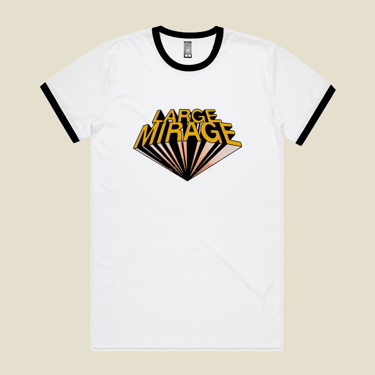 Large Mirage White/Black Ringer Tee