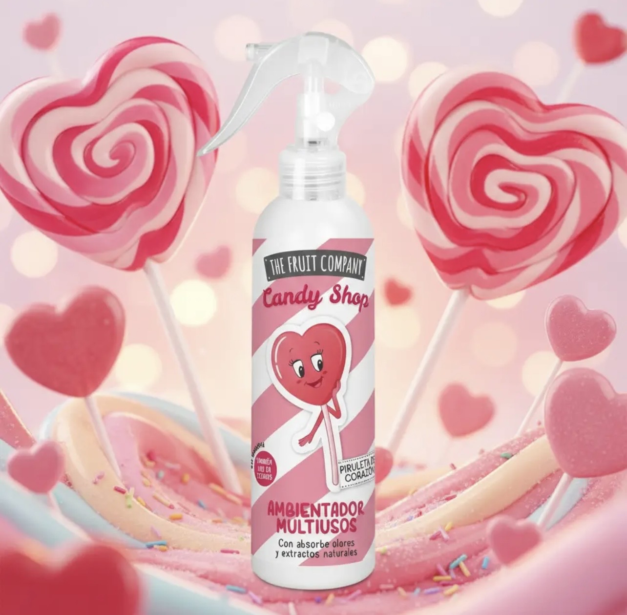 Spray d'ambiance multi-usages sucette coeur à la fraise 200ml
