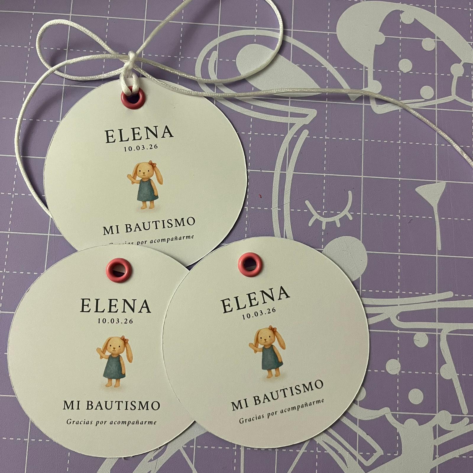 Etiqueta Elena personalizadas para bautizo