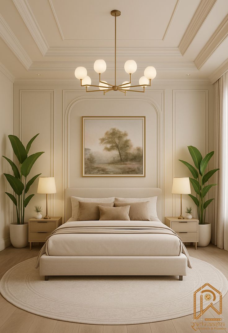 Modern Beige Upholstered Bed