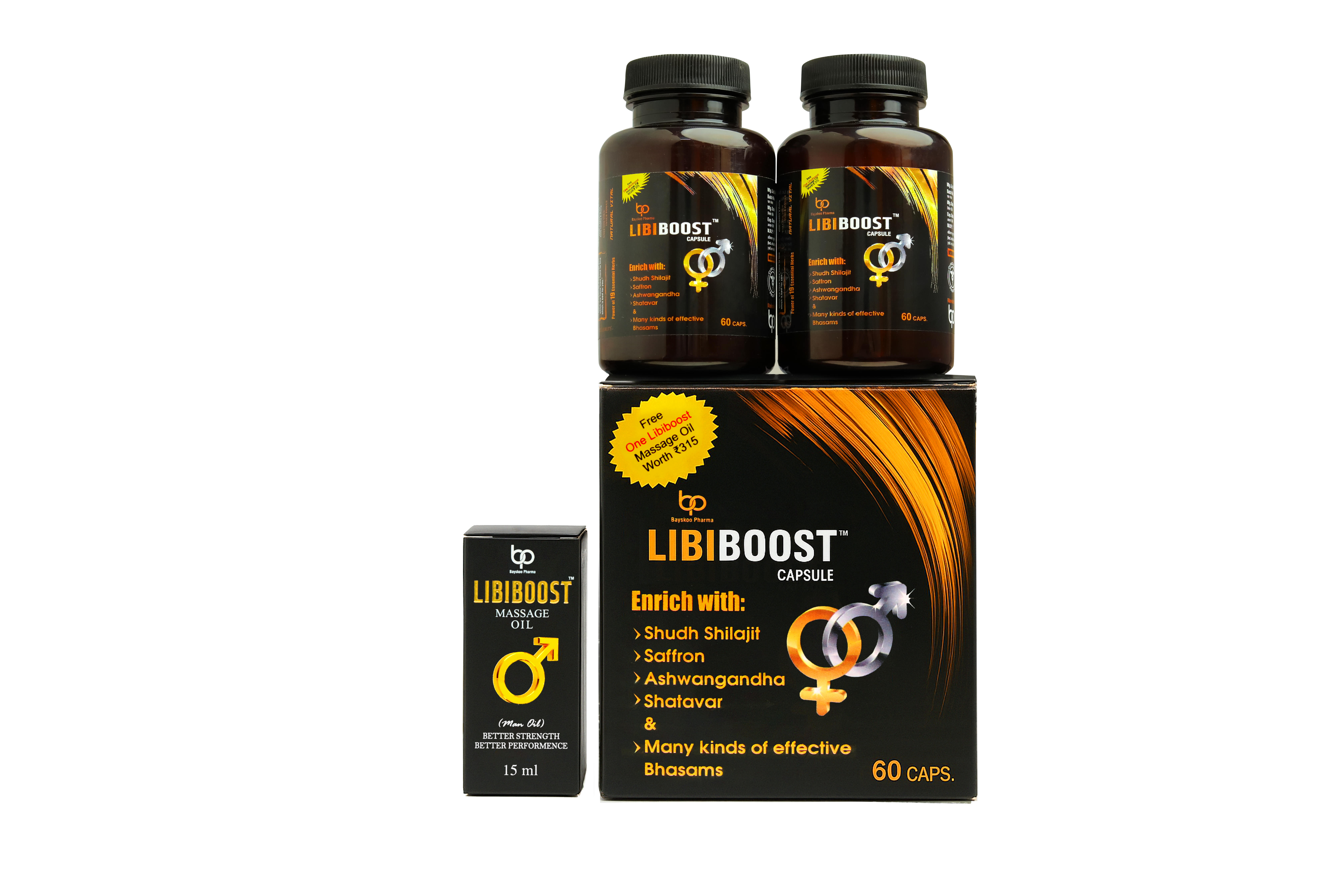 LIBIBOOST™: Ayurvedic Stamina Booster Capsules (60 Caps) + FREE Massage Oil