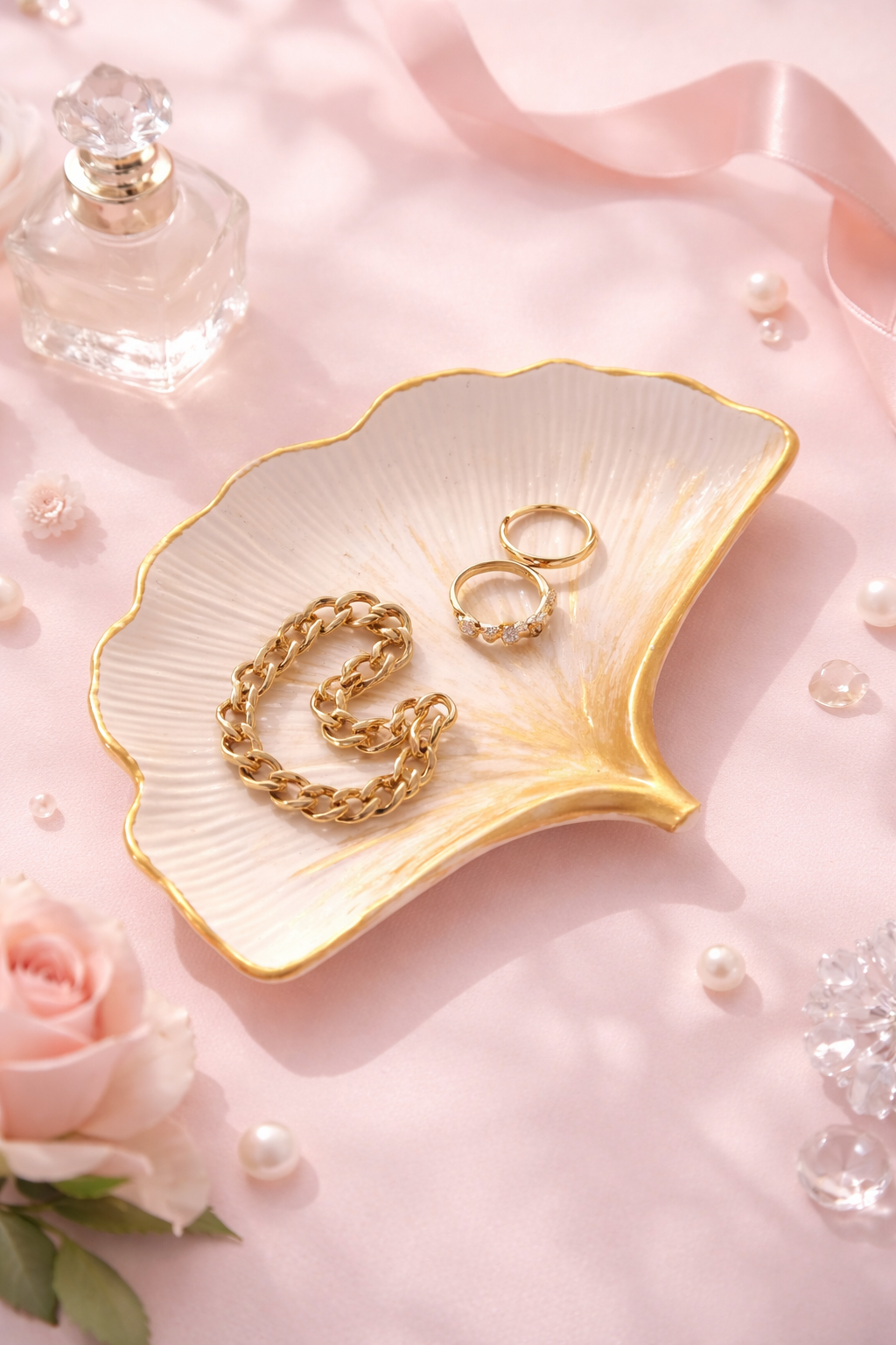 Plateau décoratif en forme de feuille 