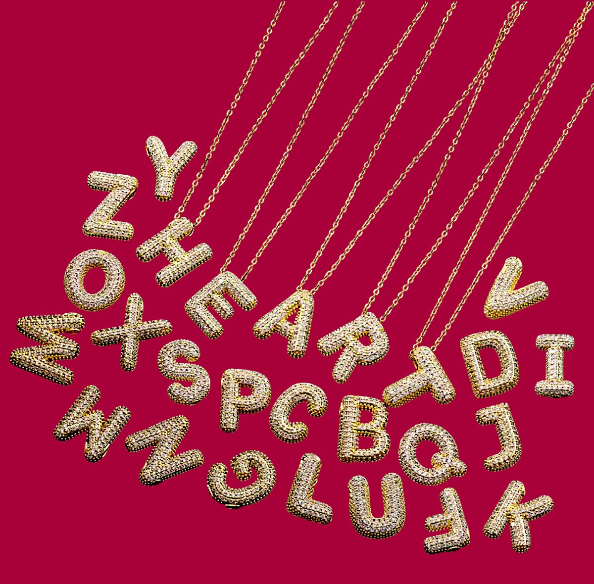 Colliers pendentifs lettres dorées