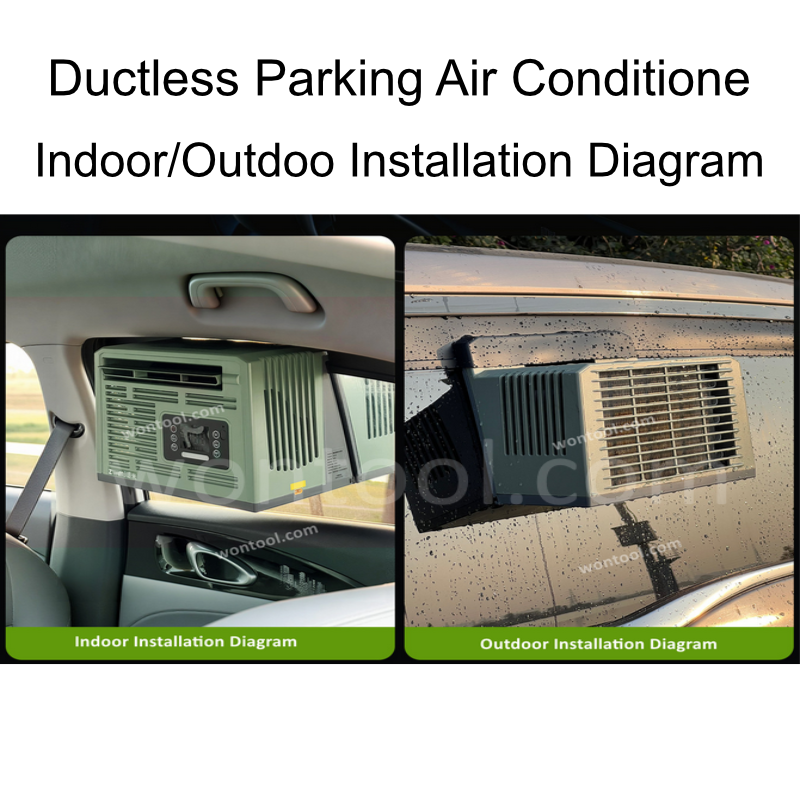 24V 48V Parking Air Conditioner Ductless Portable AC for Truck, Camper, Tent, No Hose Needed