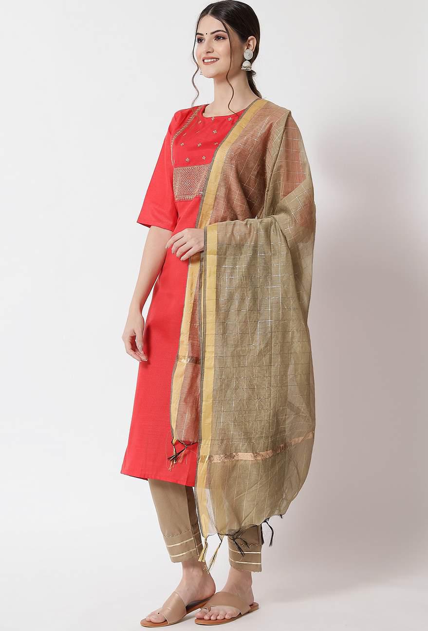 Red Kurta Set with Dupatta