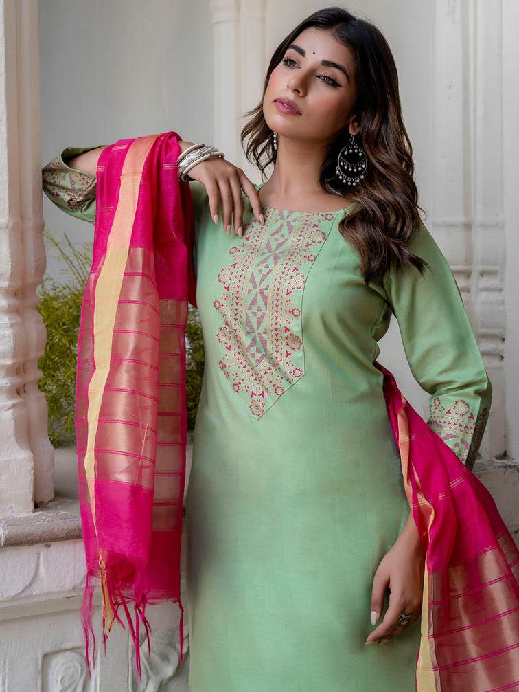 Embroidered Mint Green Salwar Kameez