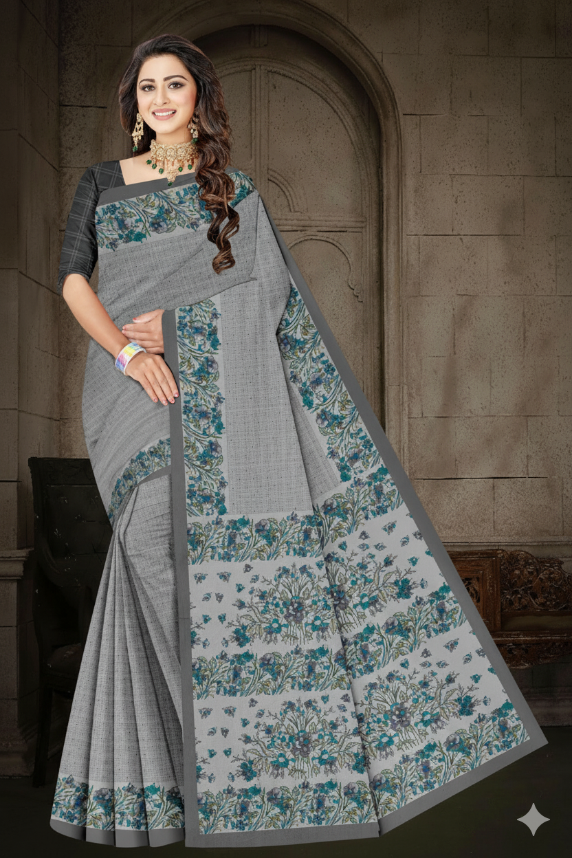 Elegant Pure cotton Floral Saree