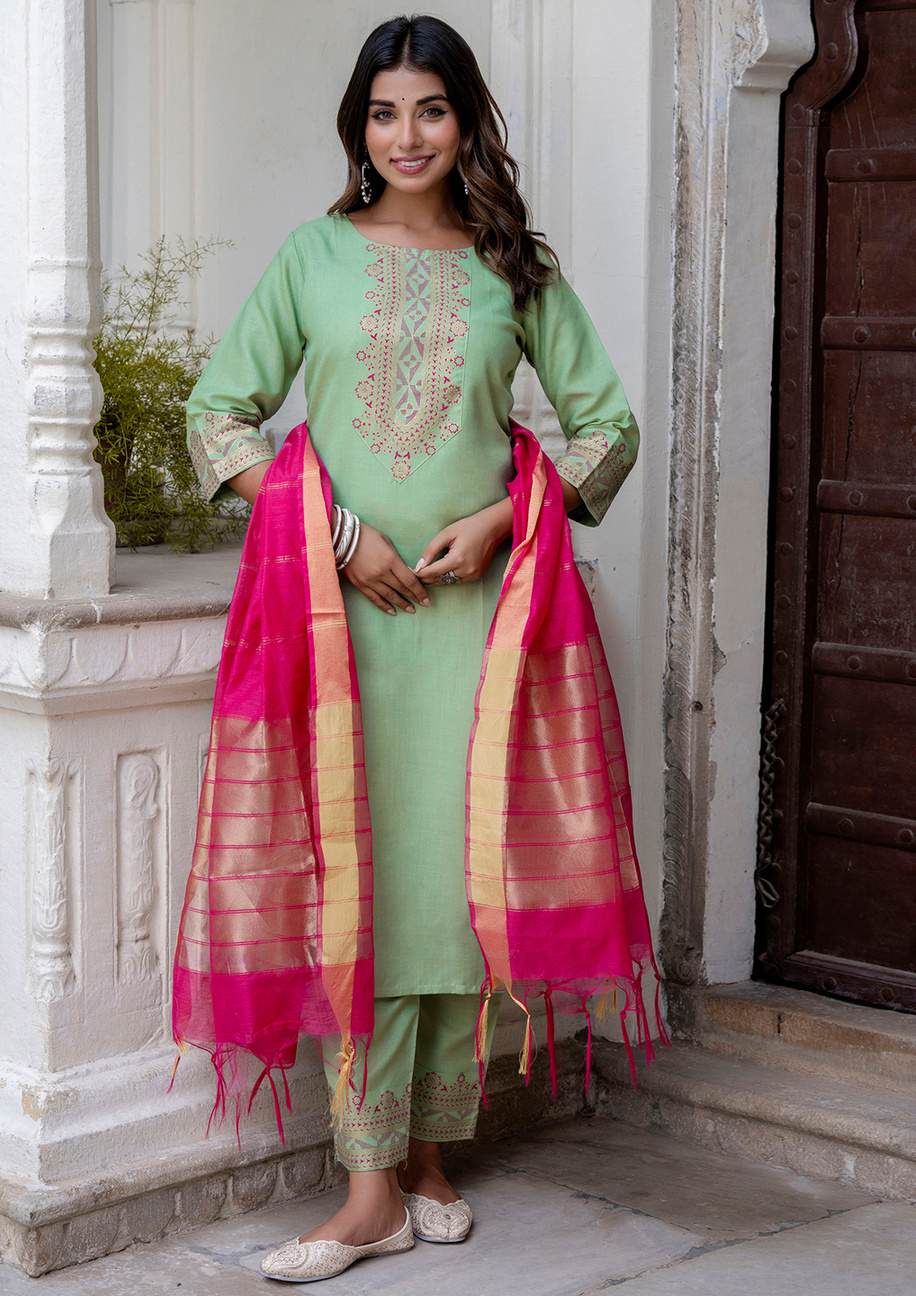 Embroidered Mint Green Salwar Kameez