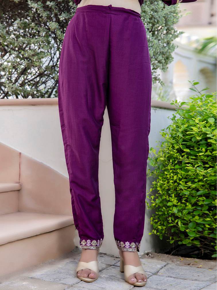 Embroidered Salwar Kameez Purple and Maroon