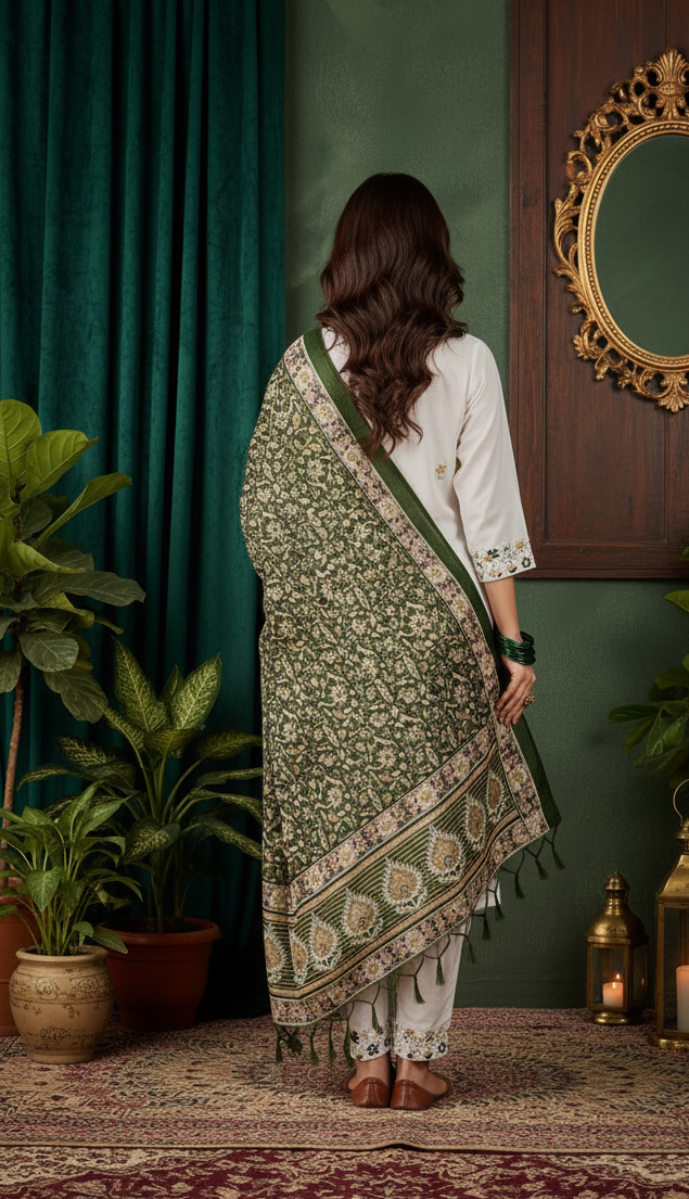 White Embroidered Kurta Set