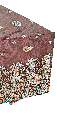 Satyavati Elegant Maroon Soft Fancy Embroidered Saree