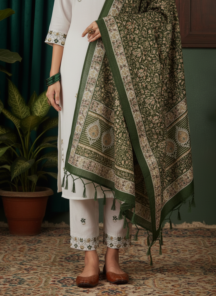 White Embroidered Kurta Set