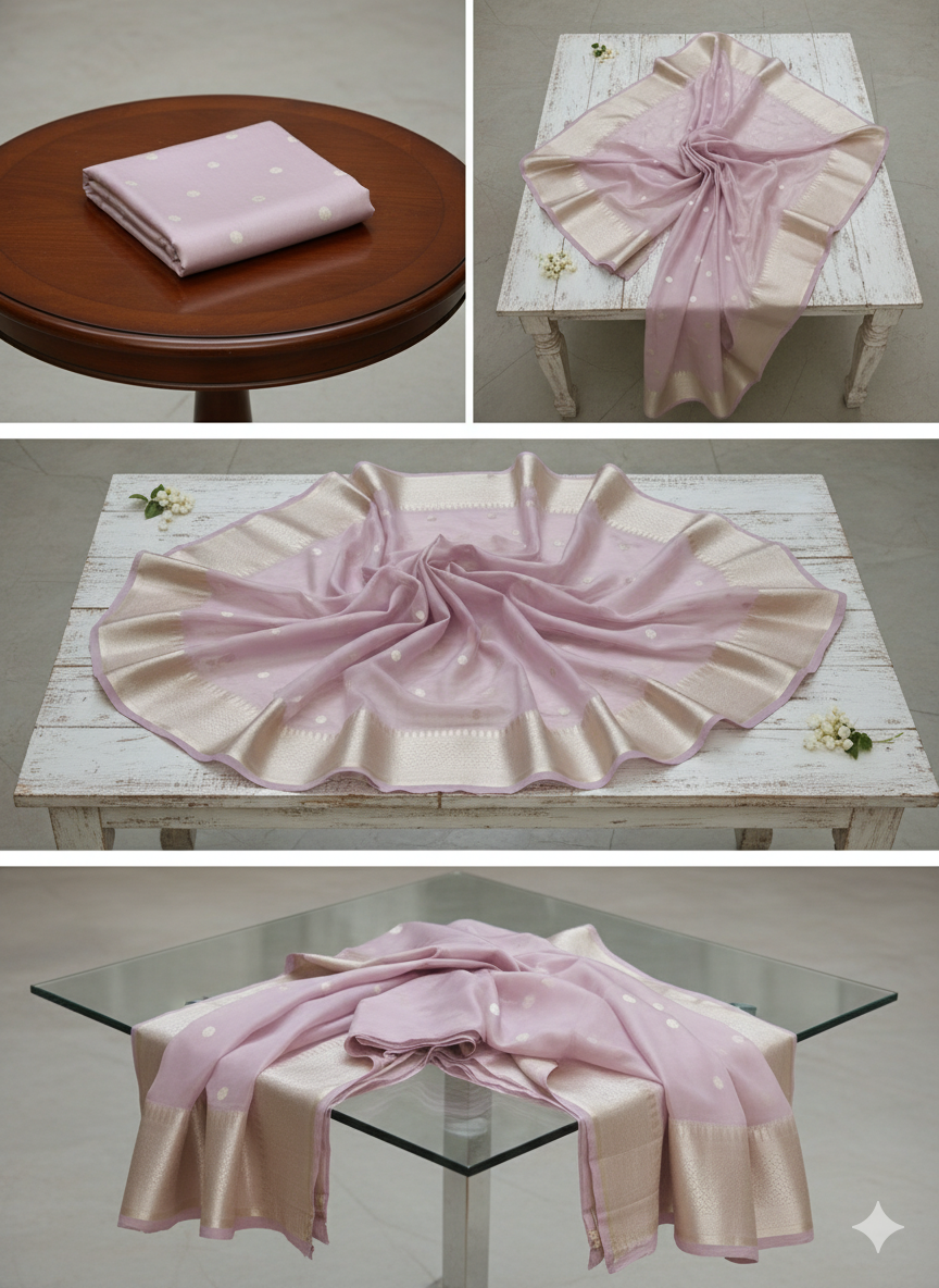 Elegant Pastel light white Saree