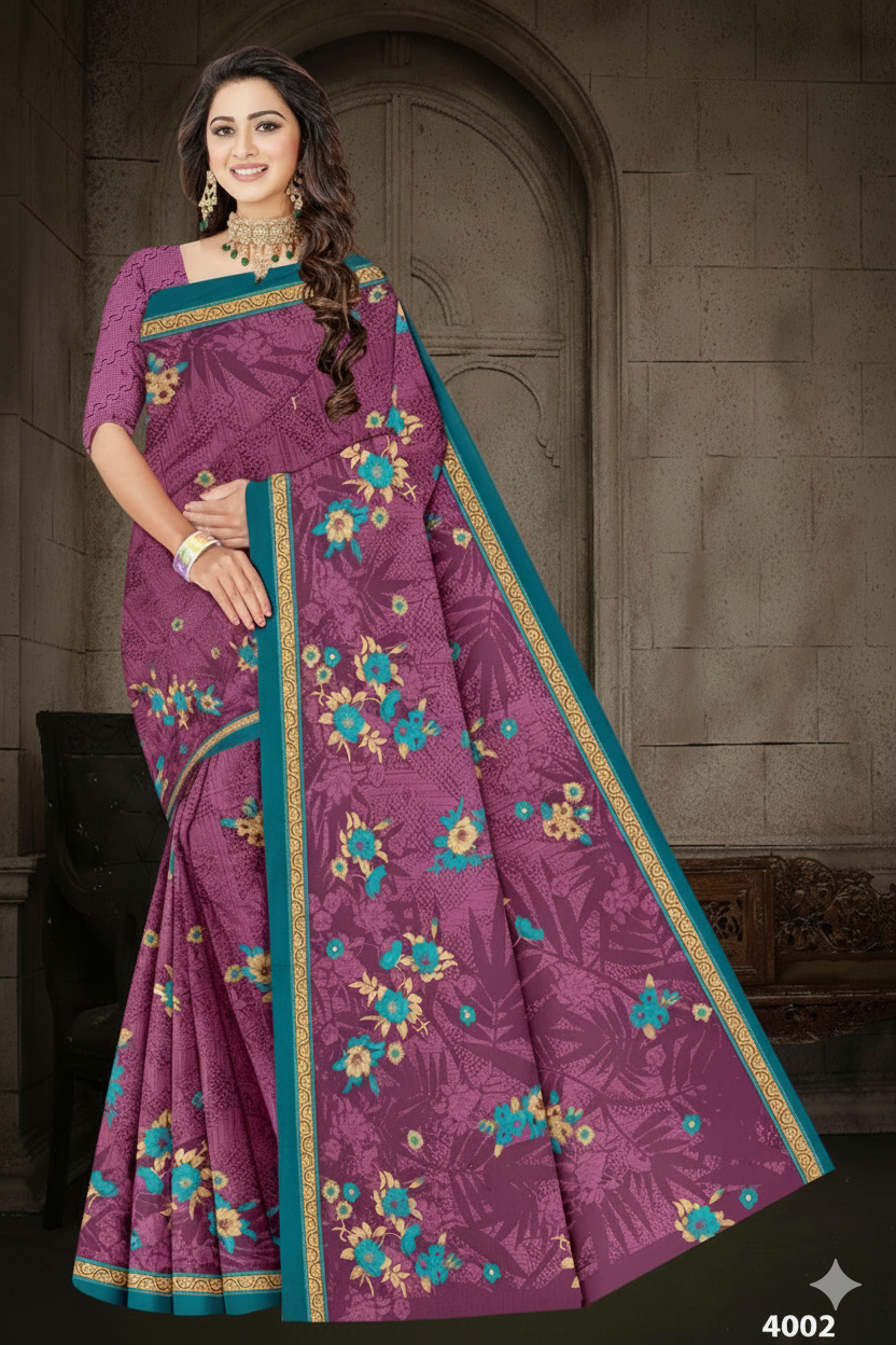 Elegant Pure cotton Floral Saree