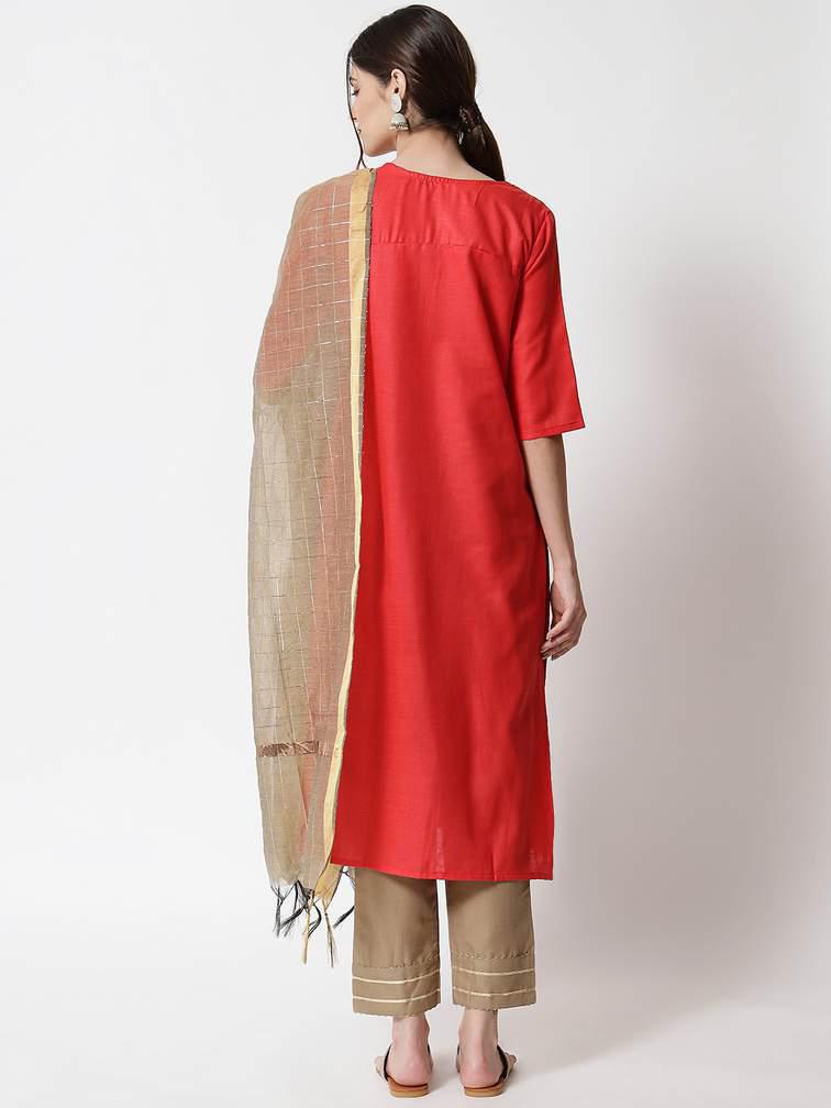Red Kurta Set with Dupatta