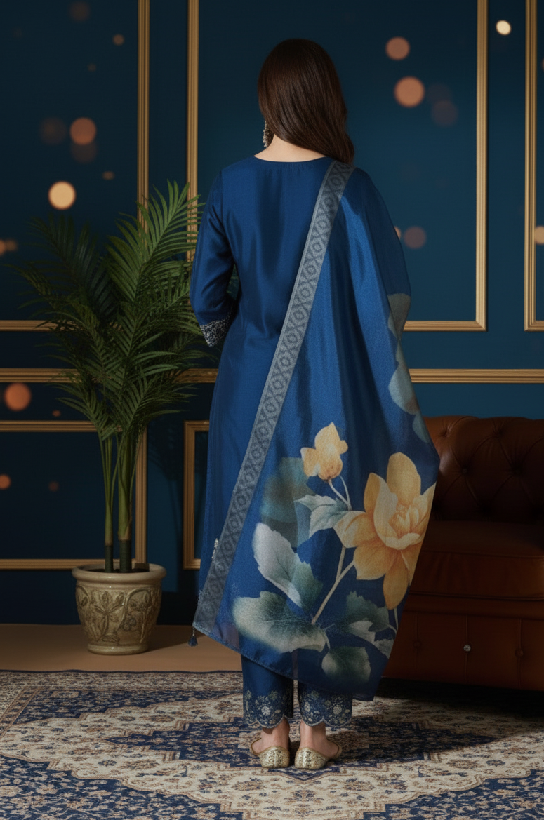 Elegant Blue Embroidered Salwar Suit