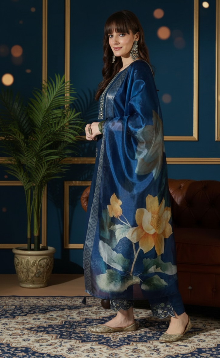 Elegant Blue Embroidered Salwar Suit