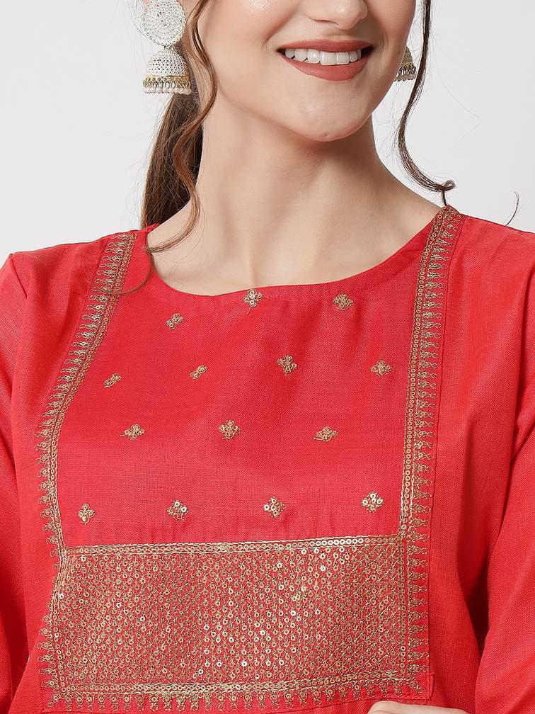 Red Kurta Set with Dupatta
