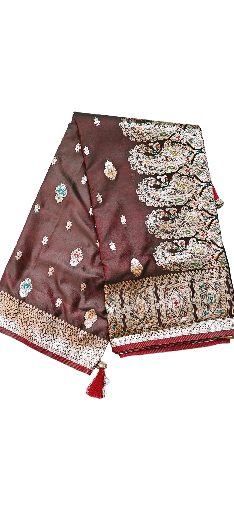 Satyavati Elegant Maroon Soft Fancy Embroidered Saree