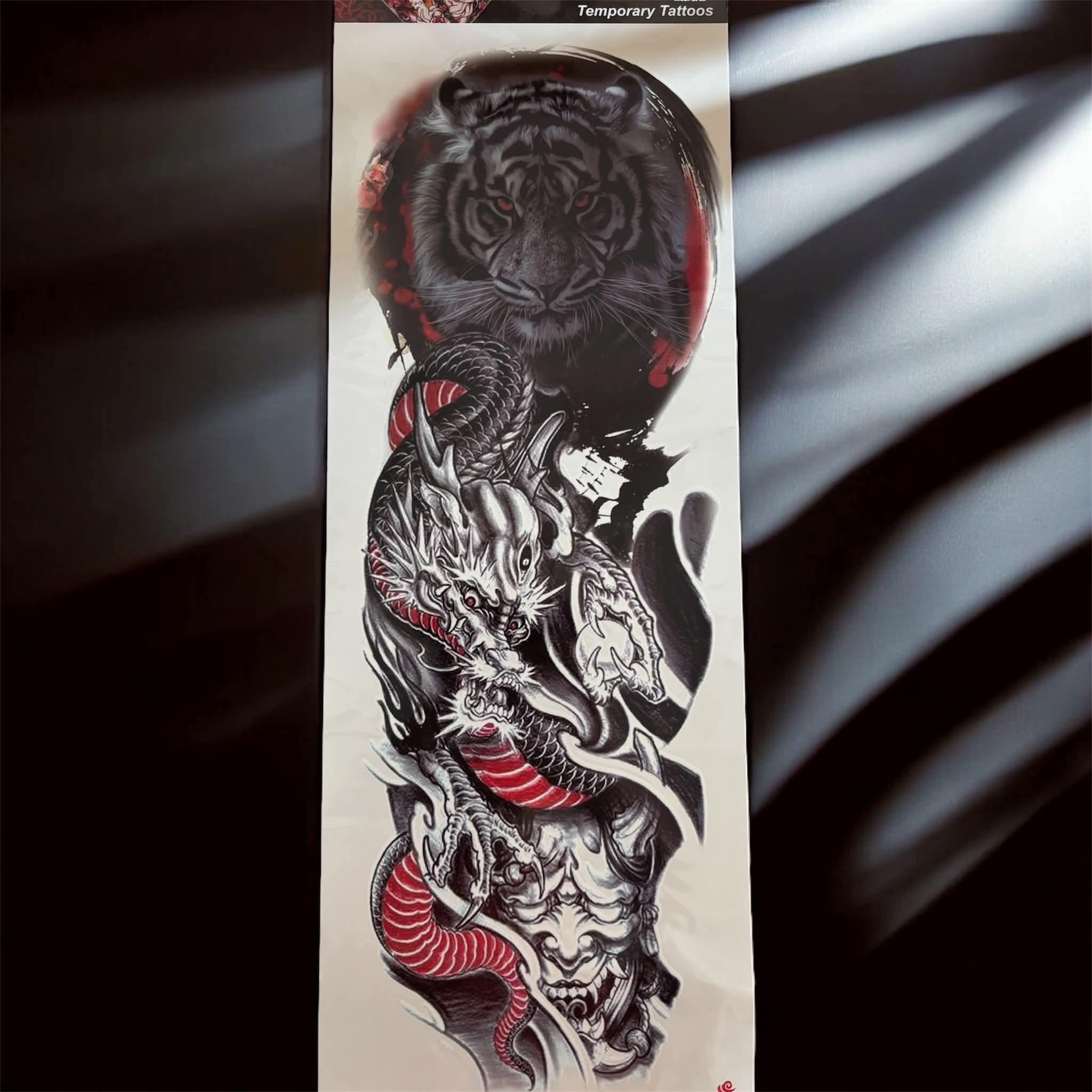 Dragon and Tiger Temporary Tattoo Sleeve
