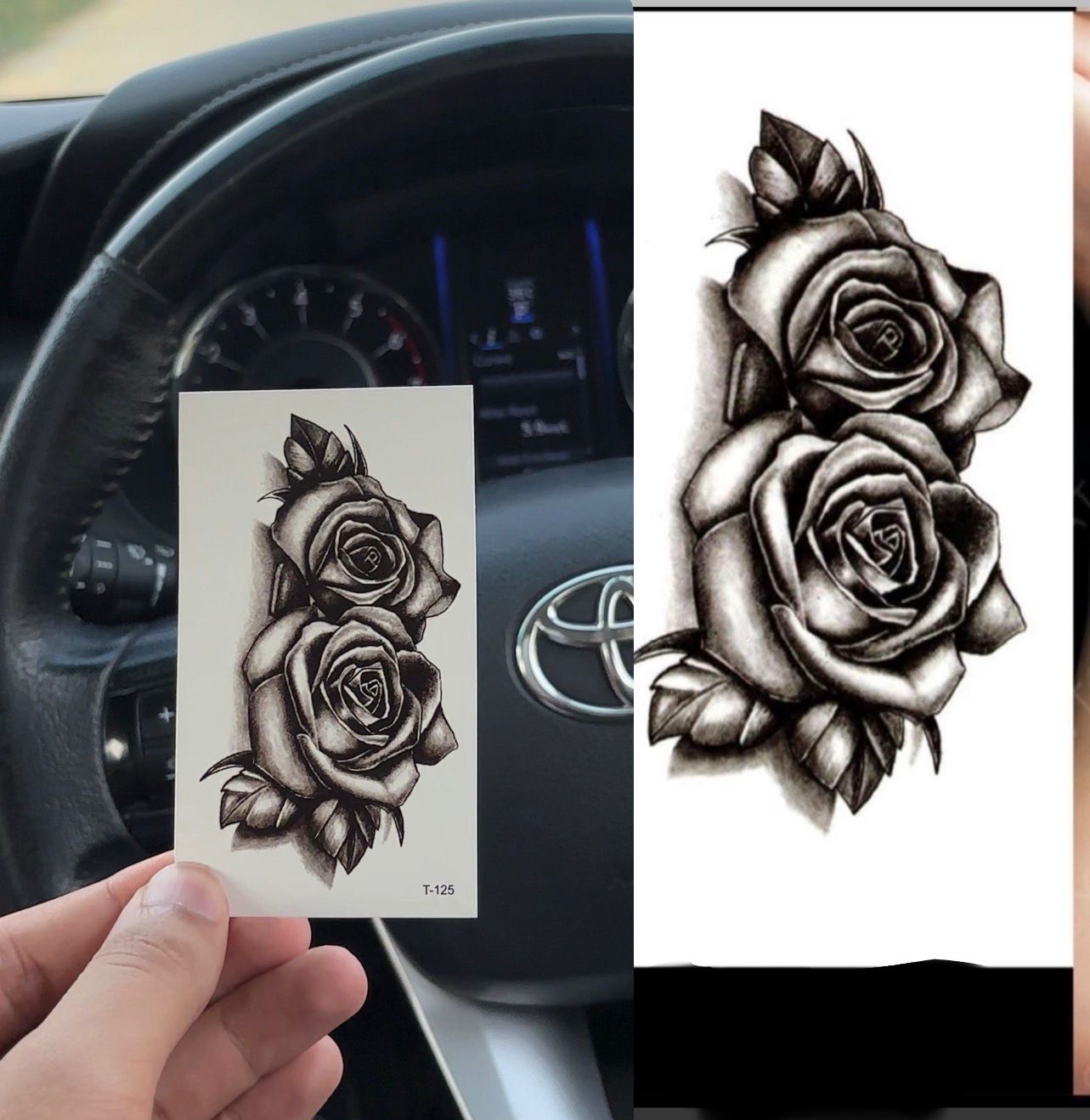 Black Rose Temporary Tattoo Sticker