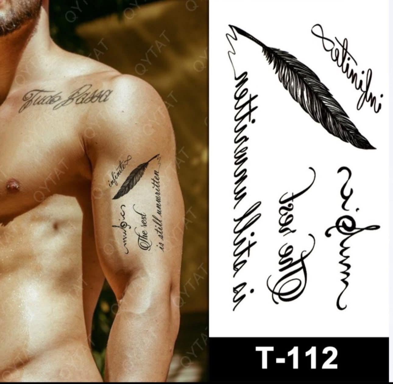 leaf & letters Tattoo Sticker