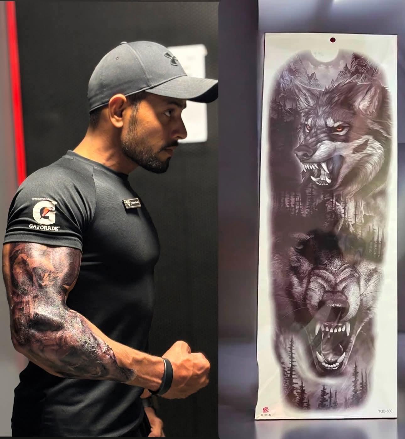 Wolf Themed Arm Tattoo Sleeve