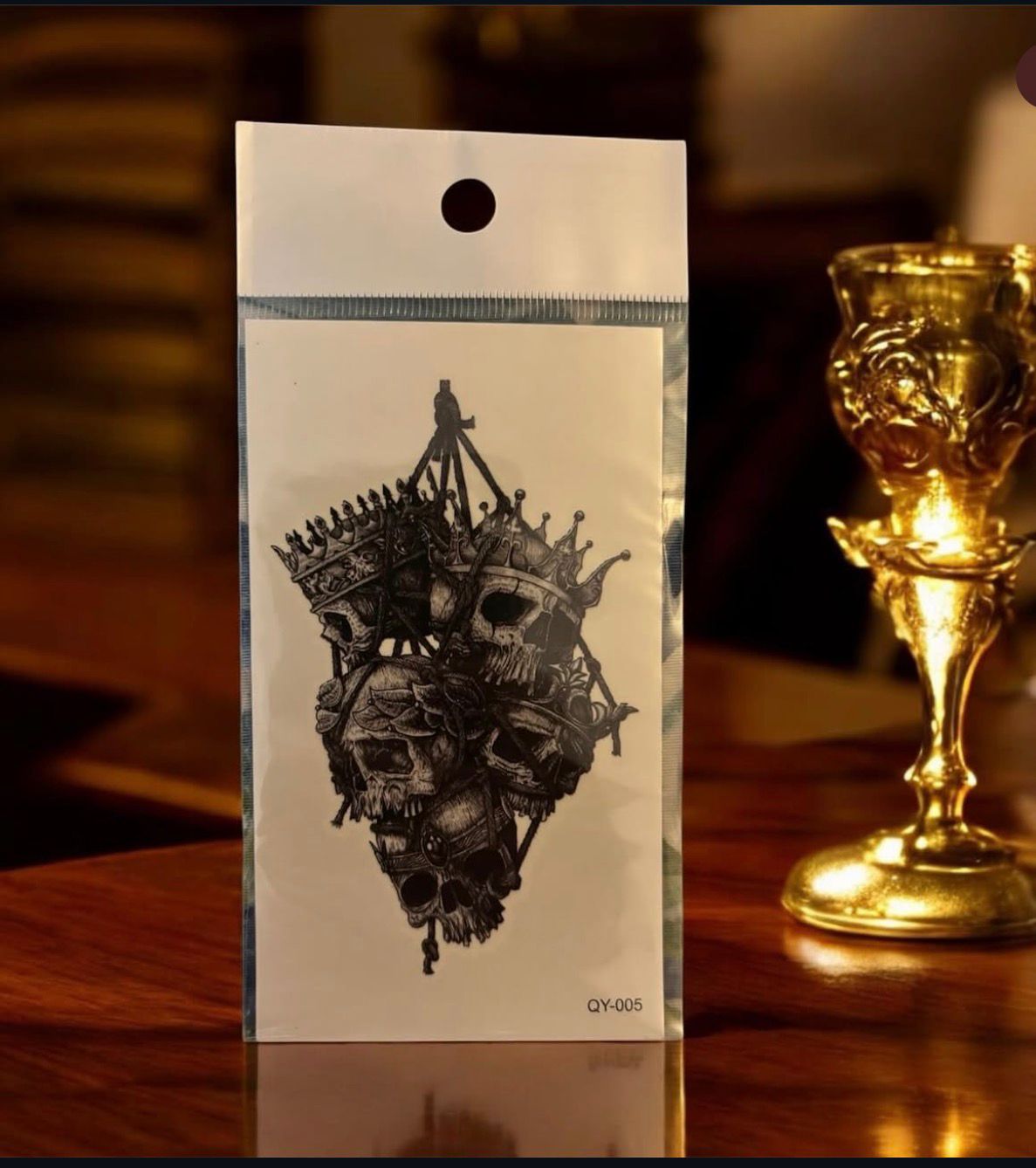 Crowned Skulls Temporary Tattoo