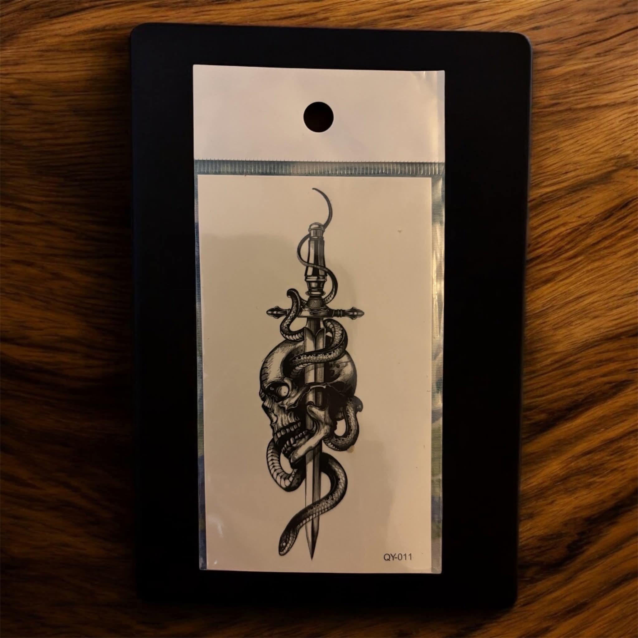 Sword and Snake Temporary Tattoo