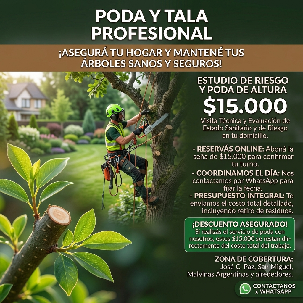 Poda de Altura y Tala de Riesgo - Visita Técnica y Reserva