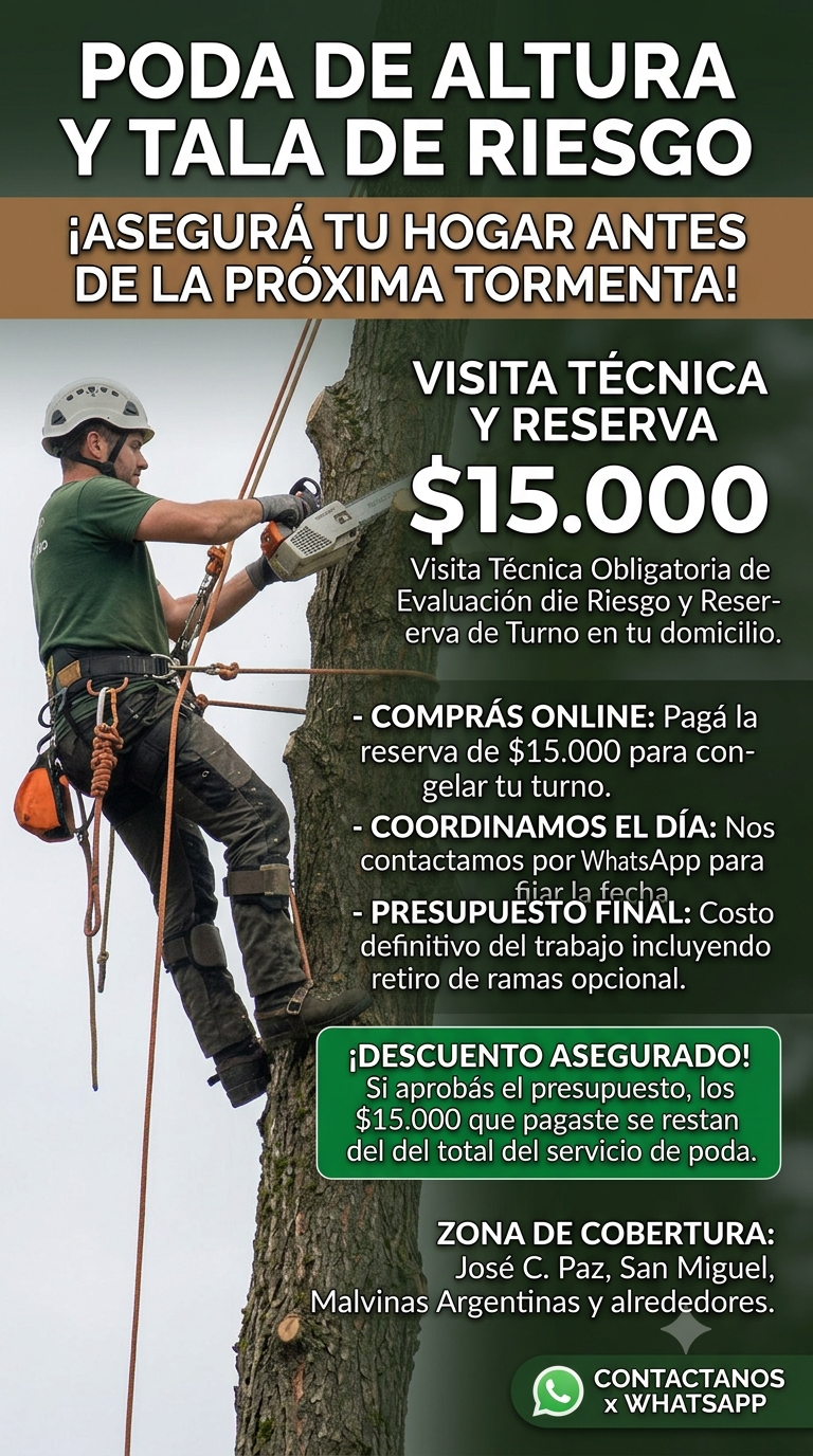 Poda de Altura y Tala de Riesgo - Visita Técnica y Reserva