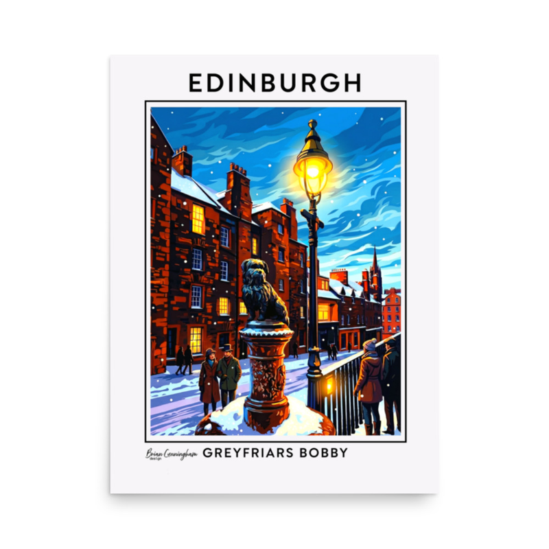 Edinburgh: Greyfriars Bobby Statue Winter Scene