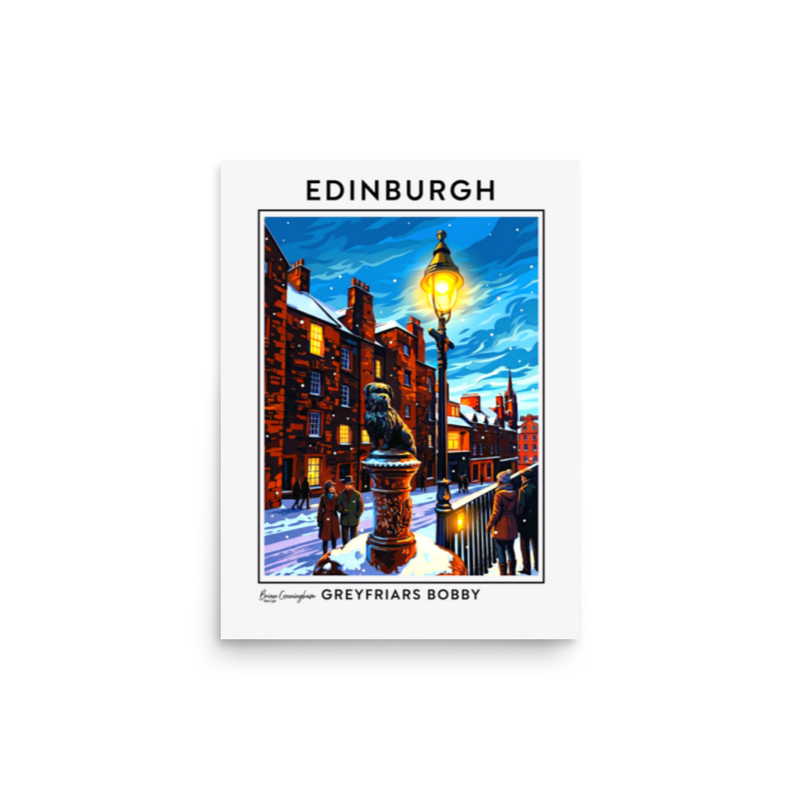 Edinburgh: Greyfriars Bobby Statue Winter Scene
