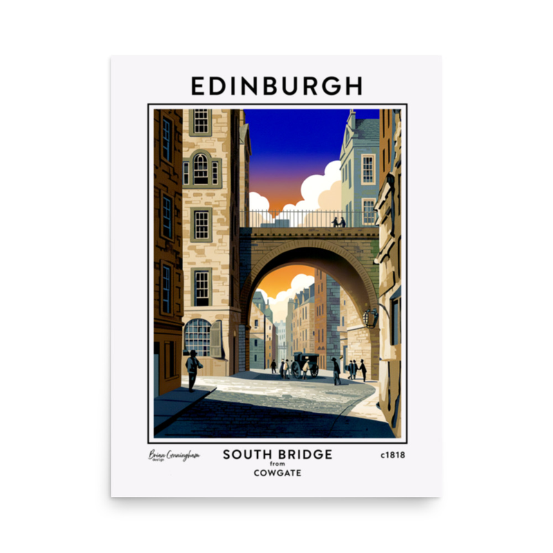 Edinburgh: South Bridge from the Cowgate c 1818