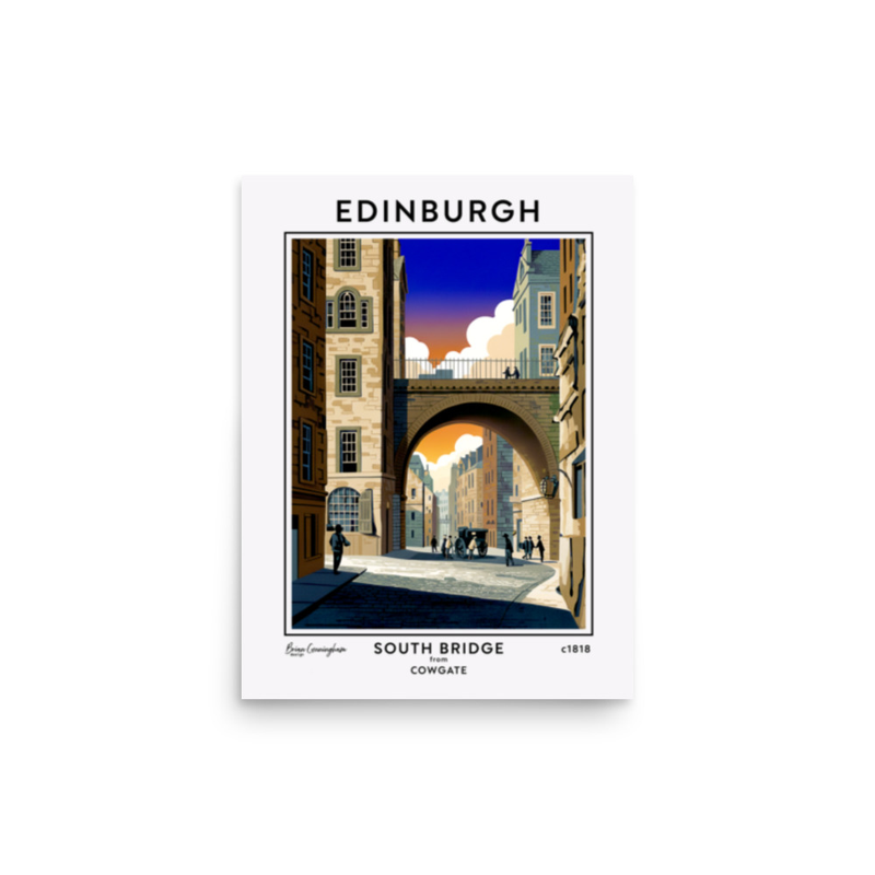 Edinburgh: South Bridge from the Cowgate c 1818