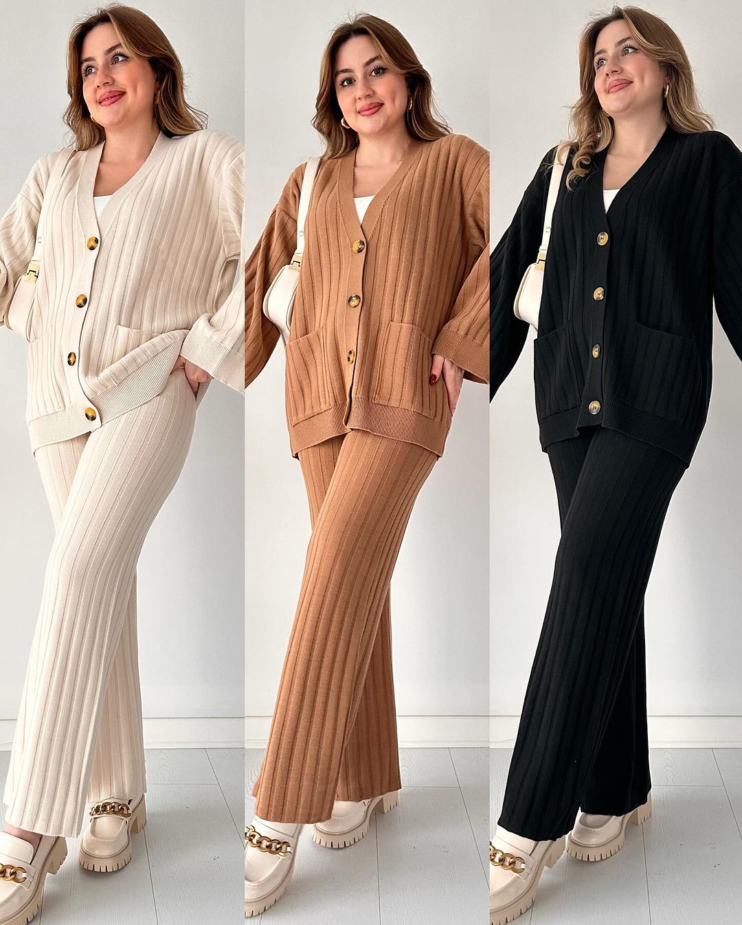 طقم بليزر وبنطلون أسود Ensemble Polo avec col chemis Tissu la laine