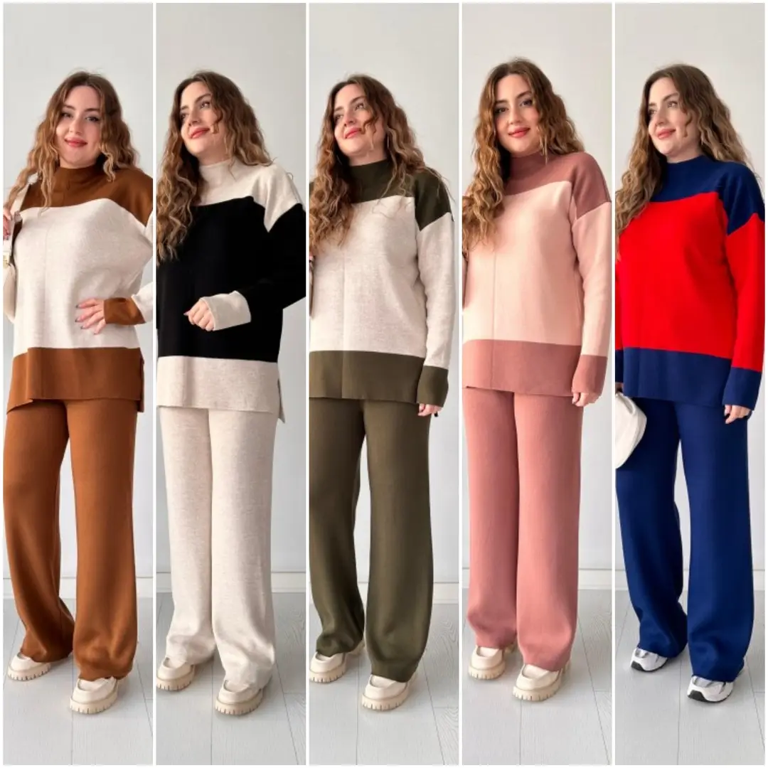 طقم نسائي شتوي أنيق Ensemble 2pieces tricot Tissu la laine douce