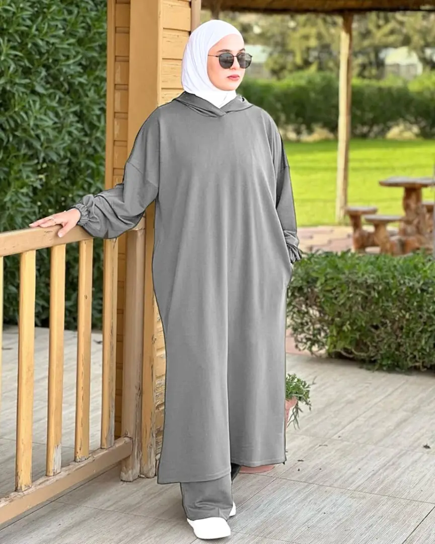 Abaya moderne marron avec plusieurs coulrurs