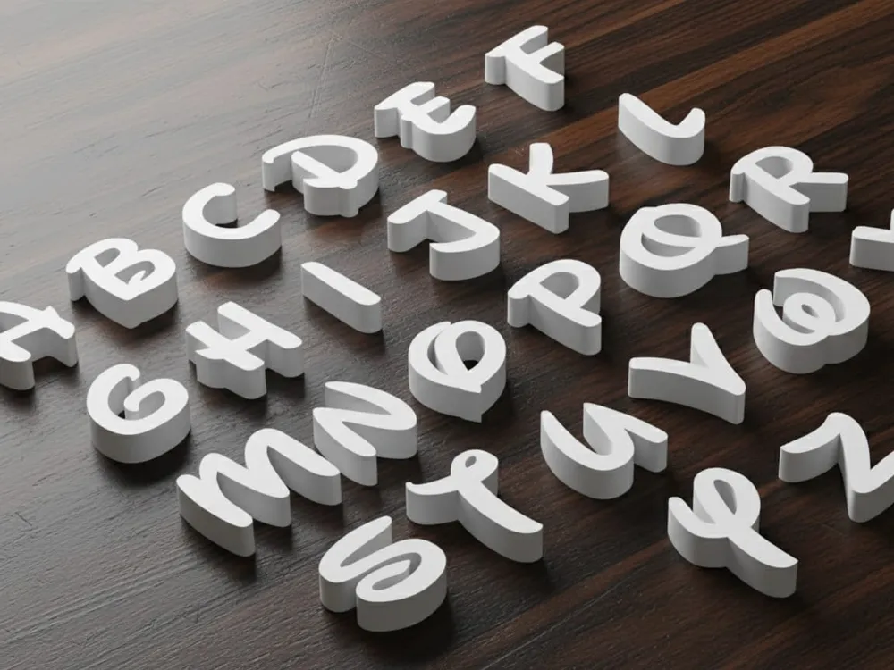 3D White Alphabet Letters