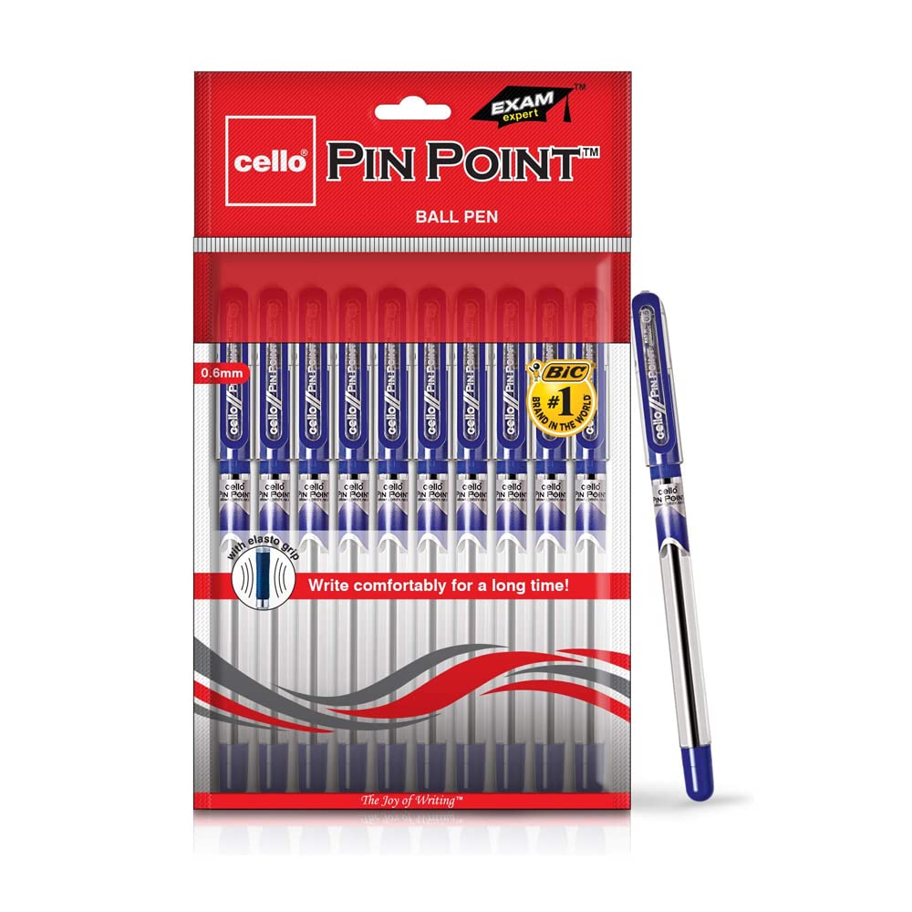 Cello Pinpoint Ballpoint Pens, Blue 