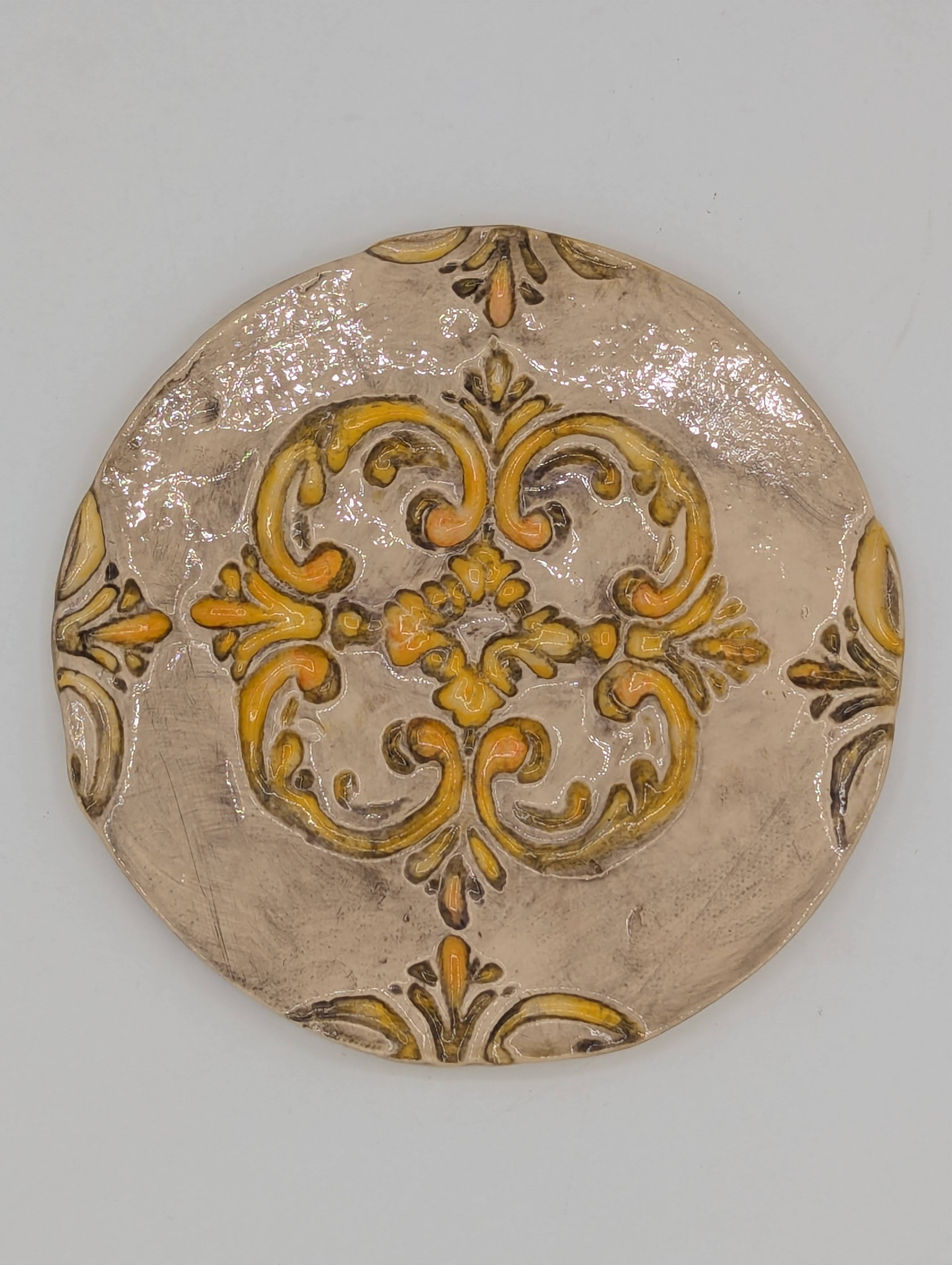 Antique Goldtone Hot Pot Coaster