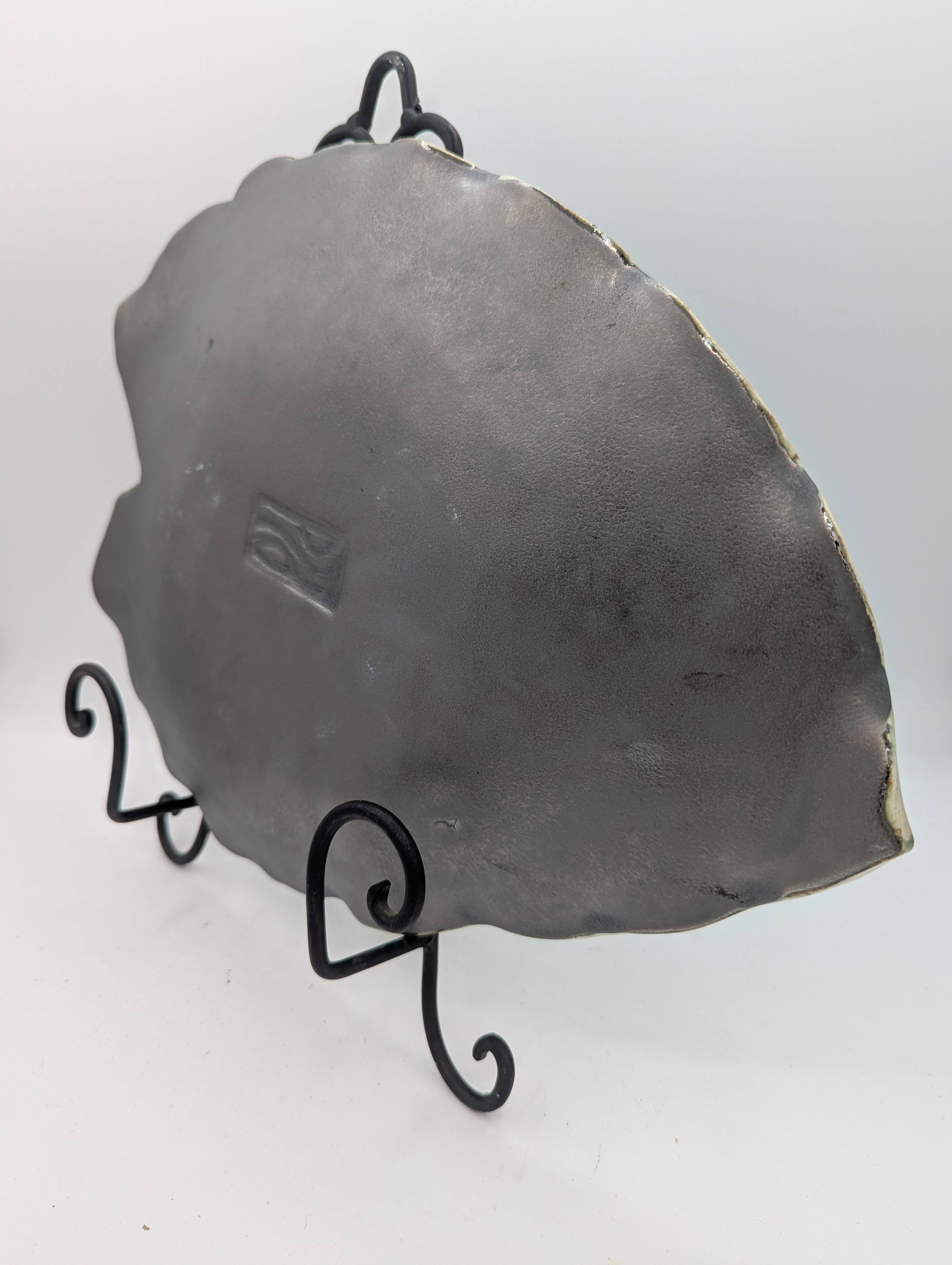 Large Elephant Ear Platter with Wrought Iron