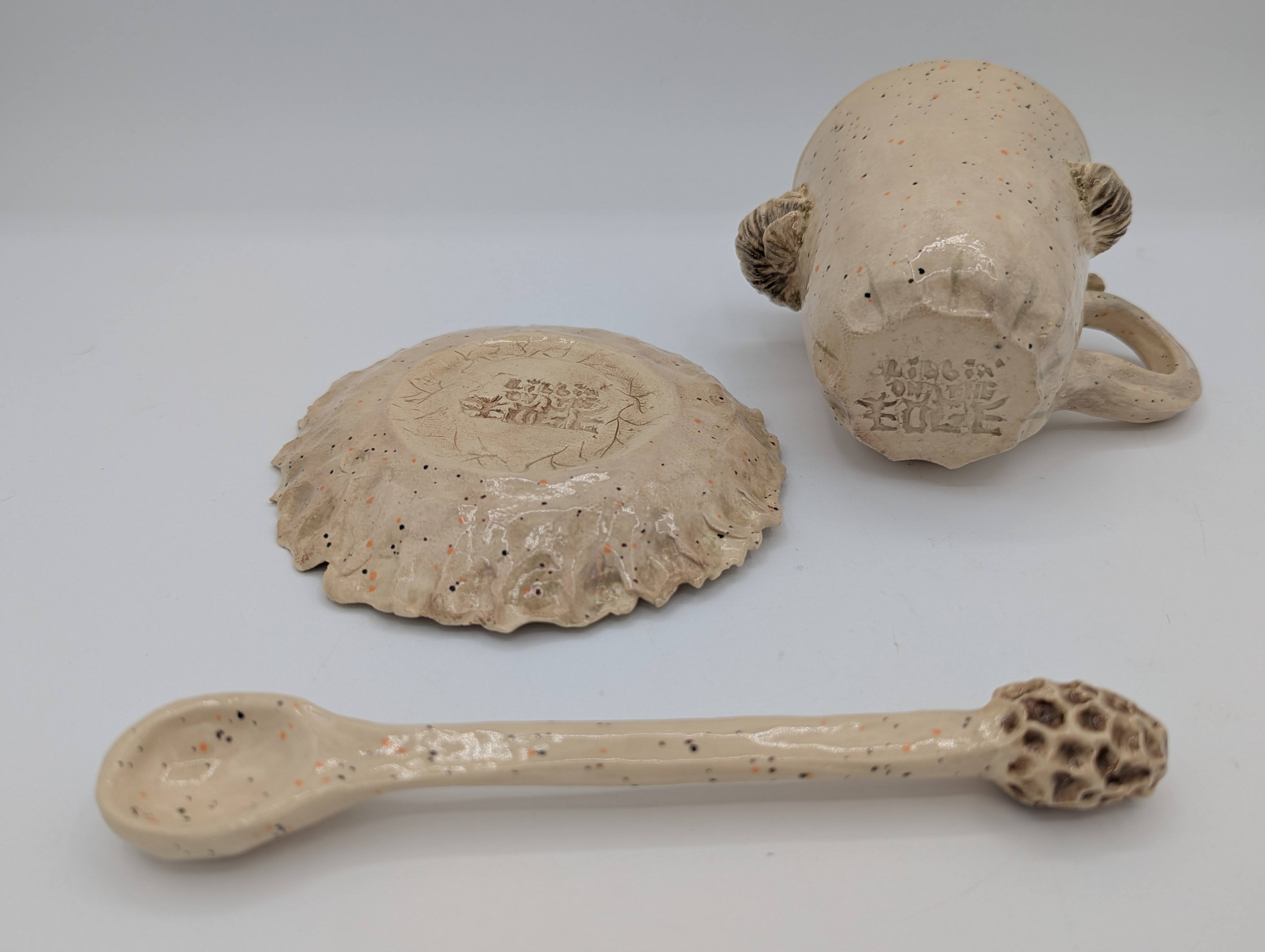 Morel Mushroom Cup With Spoon and Saucer