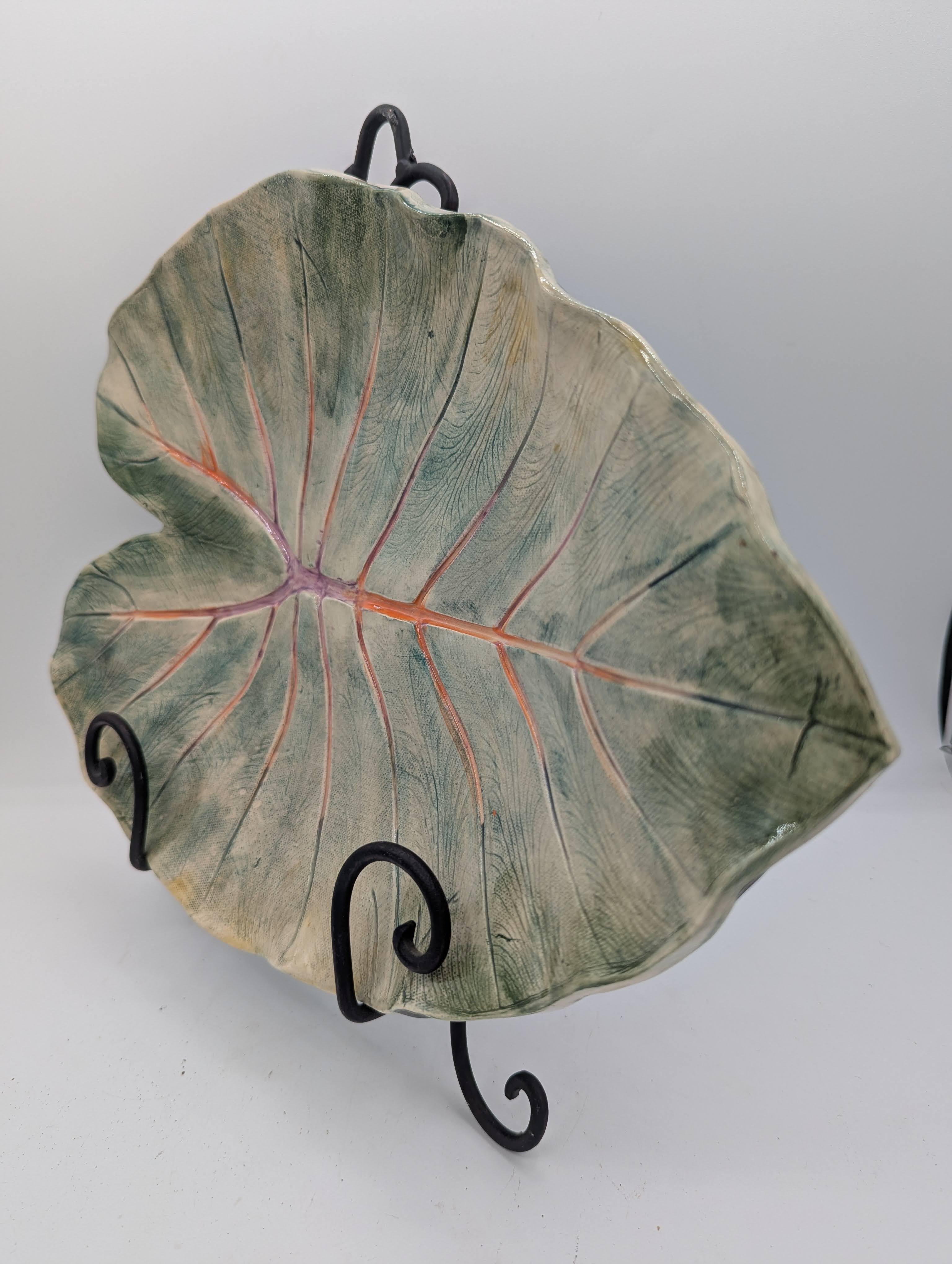 Large Elephant Ear Platter with Wrought Iron