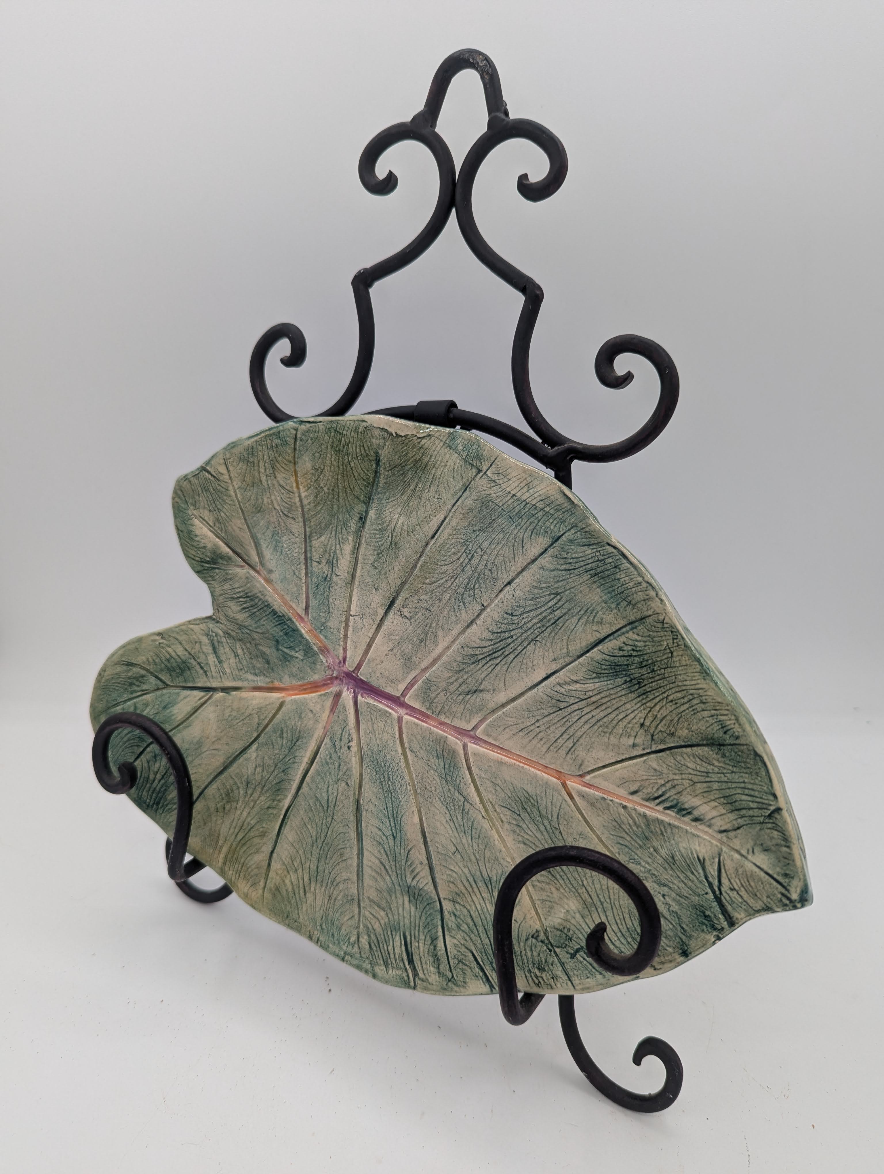Small Elephant Ear Tray with Wrought Iron