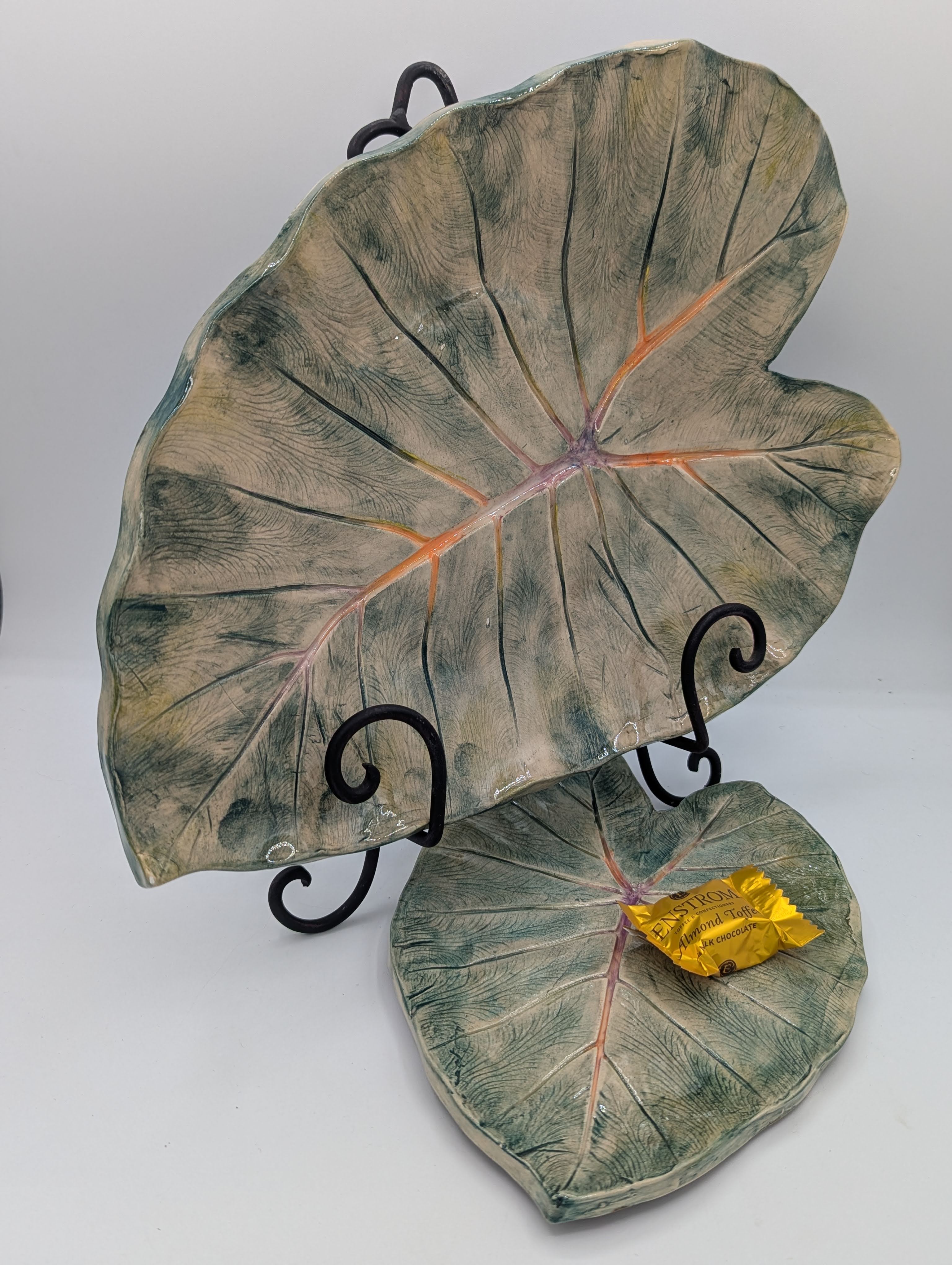 Large Elephant Ear Platter with Wrought Iron